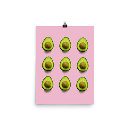 Avocado Pattern on a Pink Background Poster Print