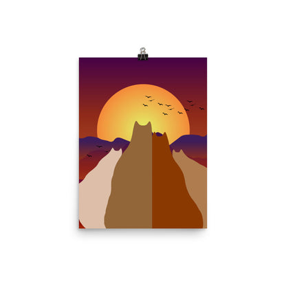 Sunset Cats Poster Print