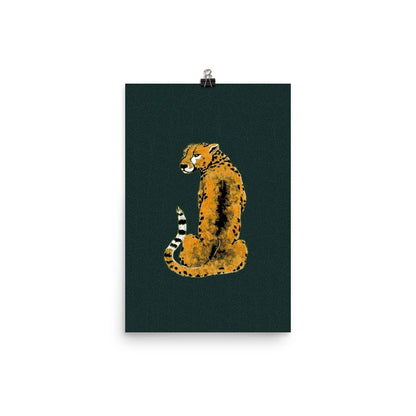 Vintage Tiger on Green Poster Print