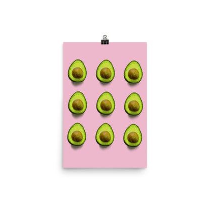 Avocado Pattern on a Pink Background Poster Print