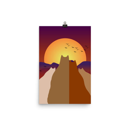 Sunset Cats Poster Print