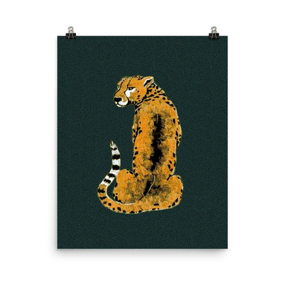 Vintage Tiger on Green Poster Print