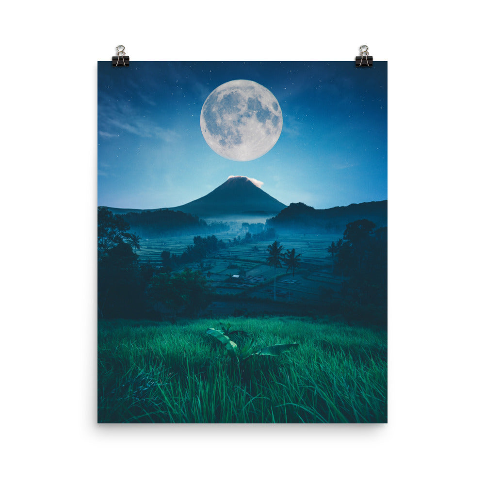 Moon Volcano Poster Print