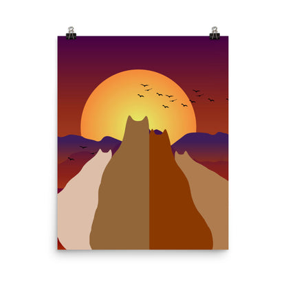 Sunset Cats Poster Print