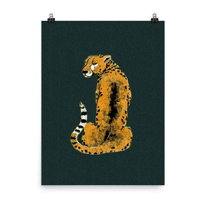 Vintage Tiger on Green Poster Print