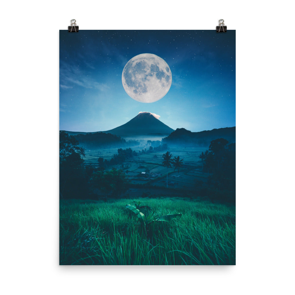 Moon Volcano Poster Print