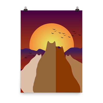 Sunset Cats Poster Print