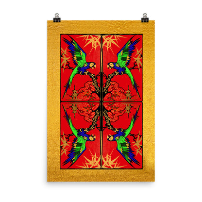 Golden Red Bird Poster Print