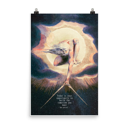 Ancient of Days Setting a Compass to the Earth (1794) Poster Print by William blake. Quote by Ken Poirot