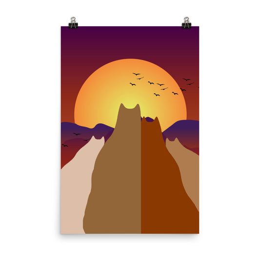 Sunset Cats Poster Print