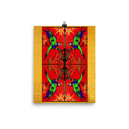Golden Red Bird Poster Print