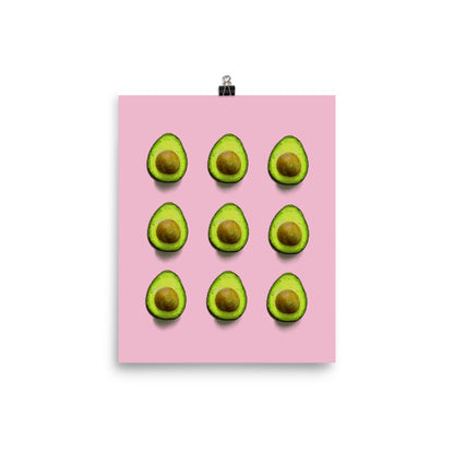 Avocado Pattern on a Pink Background Poster Print