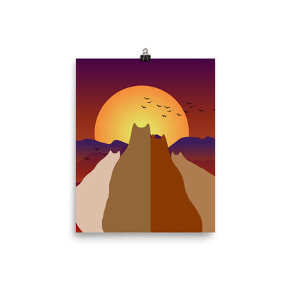 Sunset Cats Poster Print