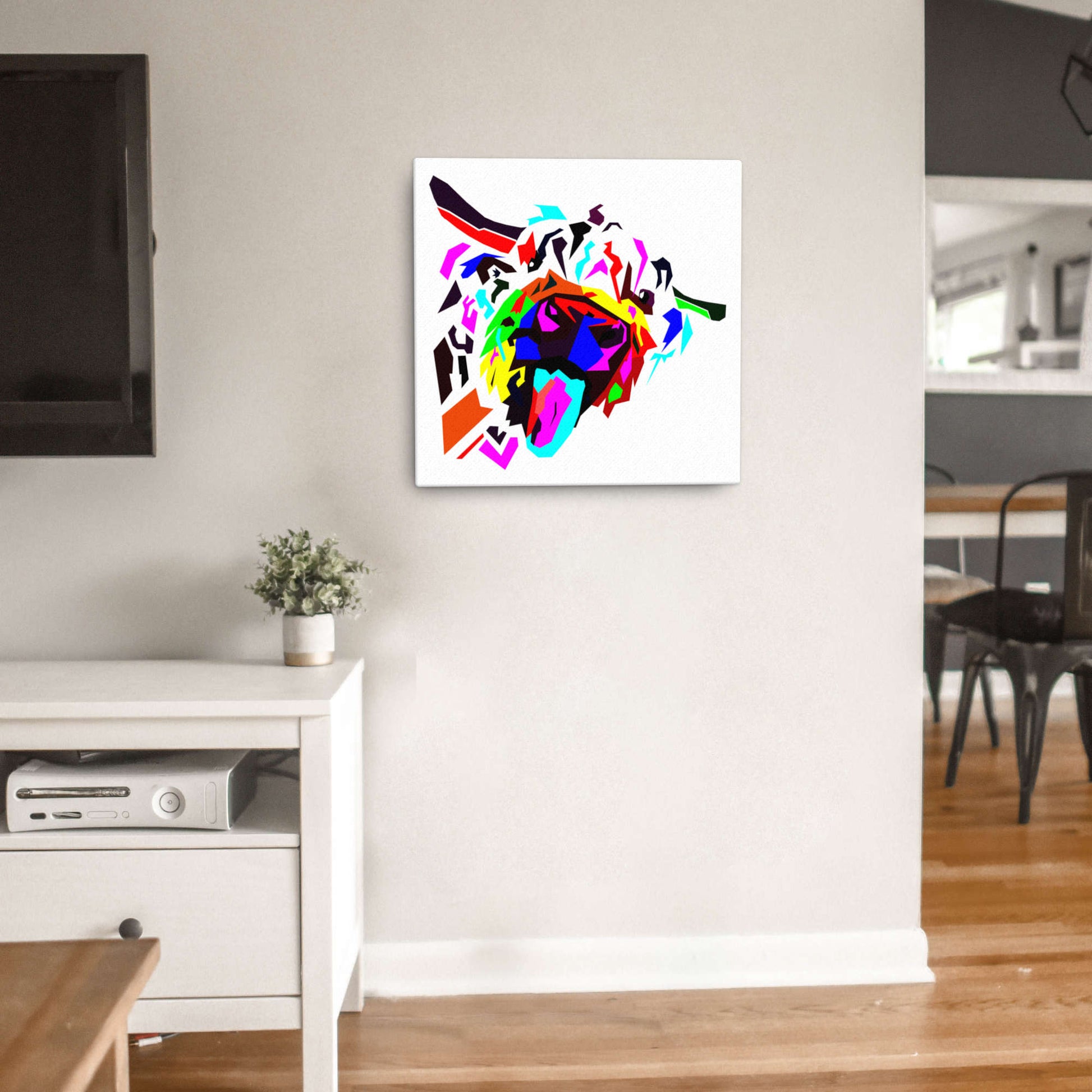 highland cow wpap canvas wall art print 