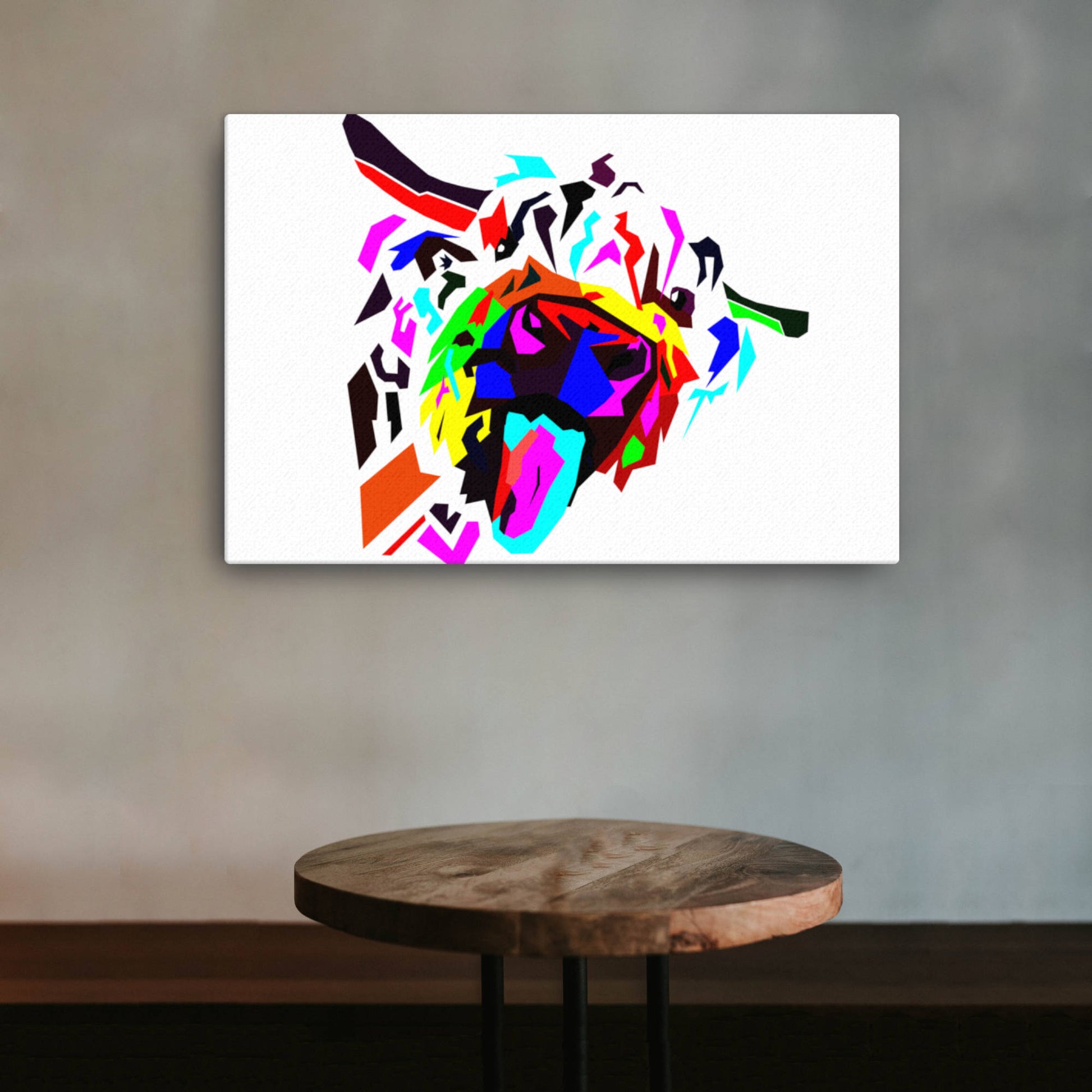 highland cow wpap canvas wall art print 