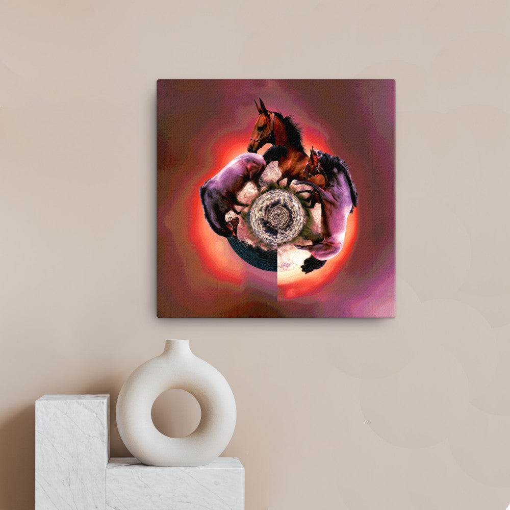 16x16 horses planet wall art canvas on wall