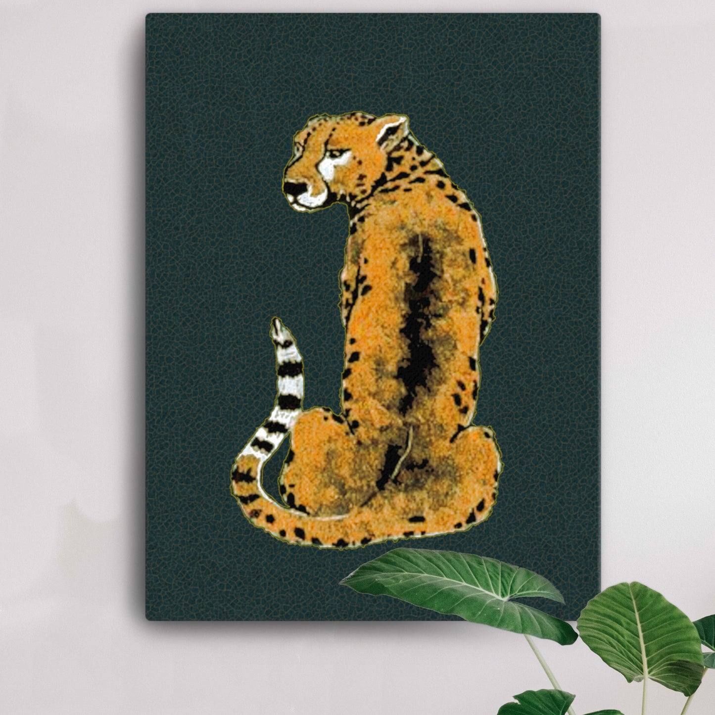 Vintage Tiger on Green Canvas Print