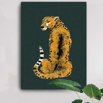 Vintage Tiger on Green Canvas Print