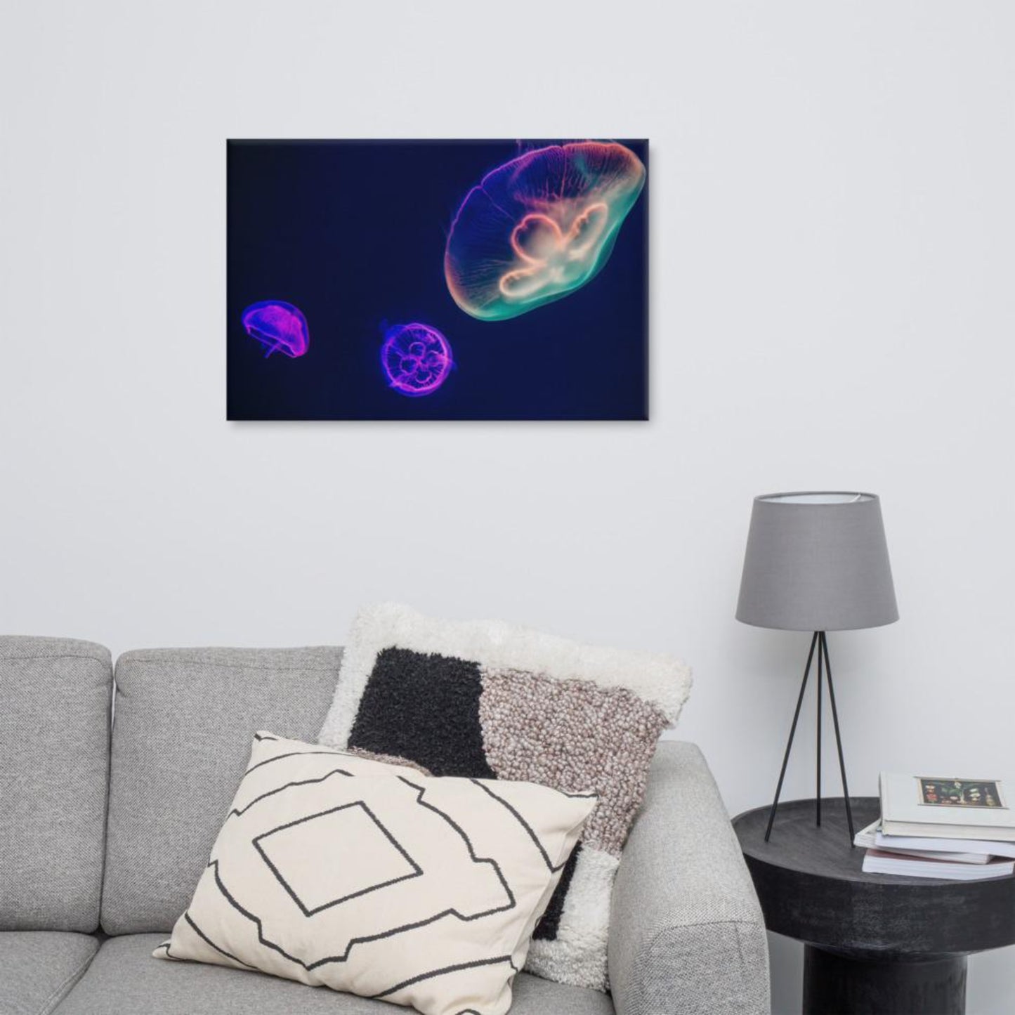 mock-up of jellyfish artistic art canvas print 