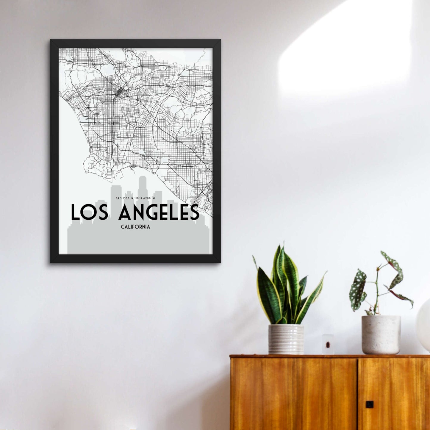 los angeles map framed poster print