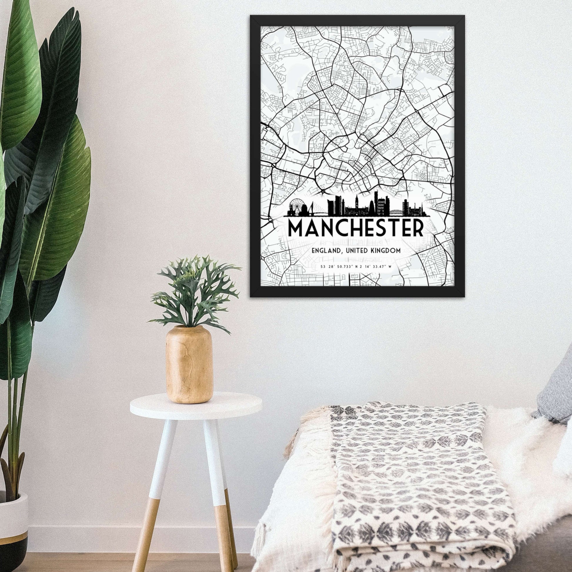 map of manchester framed poster print