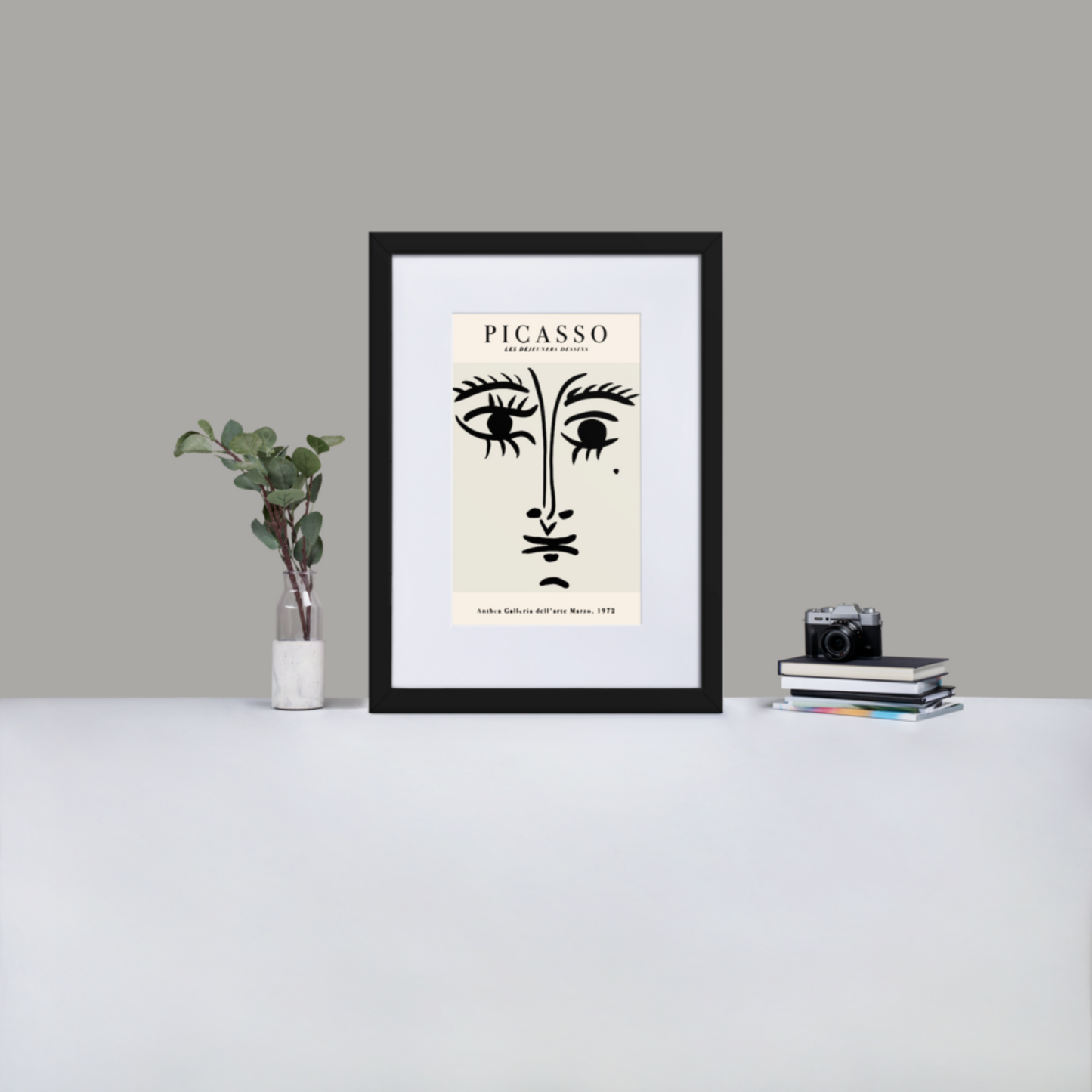 Picasso face drawing wall art print mock-up