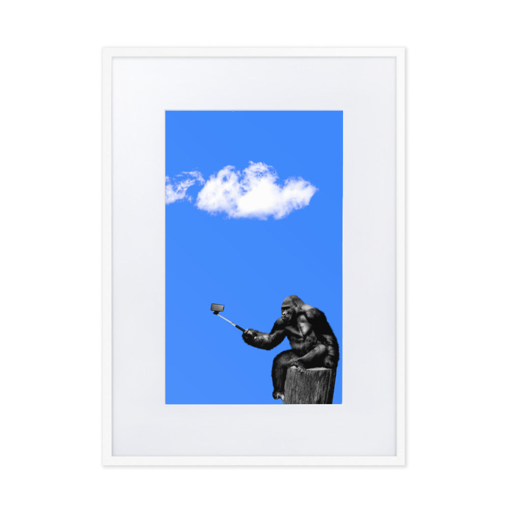 Blue Gorilla Matte Paper Framed Poster With Mat