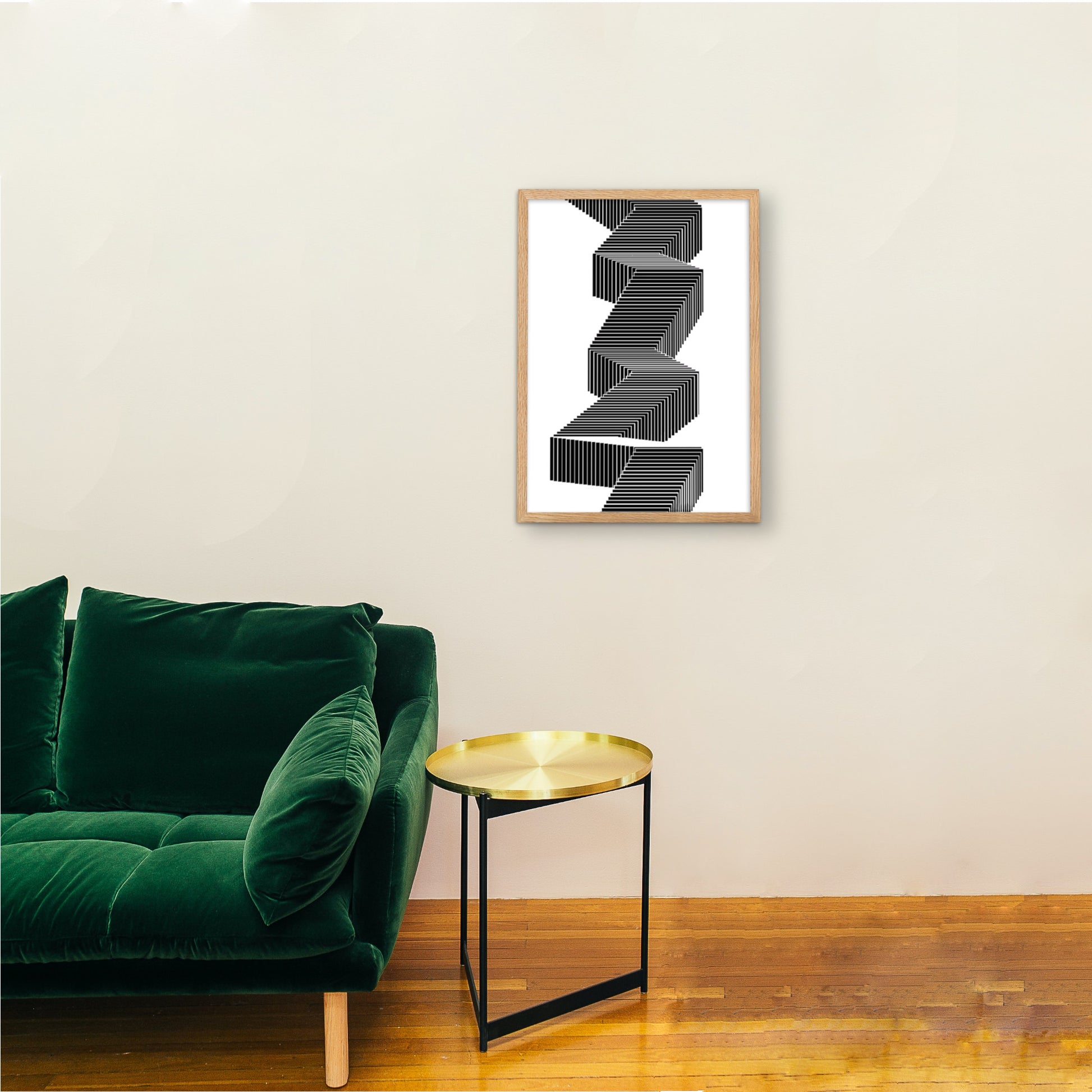 mono stairs wooden frame on wall art print 