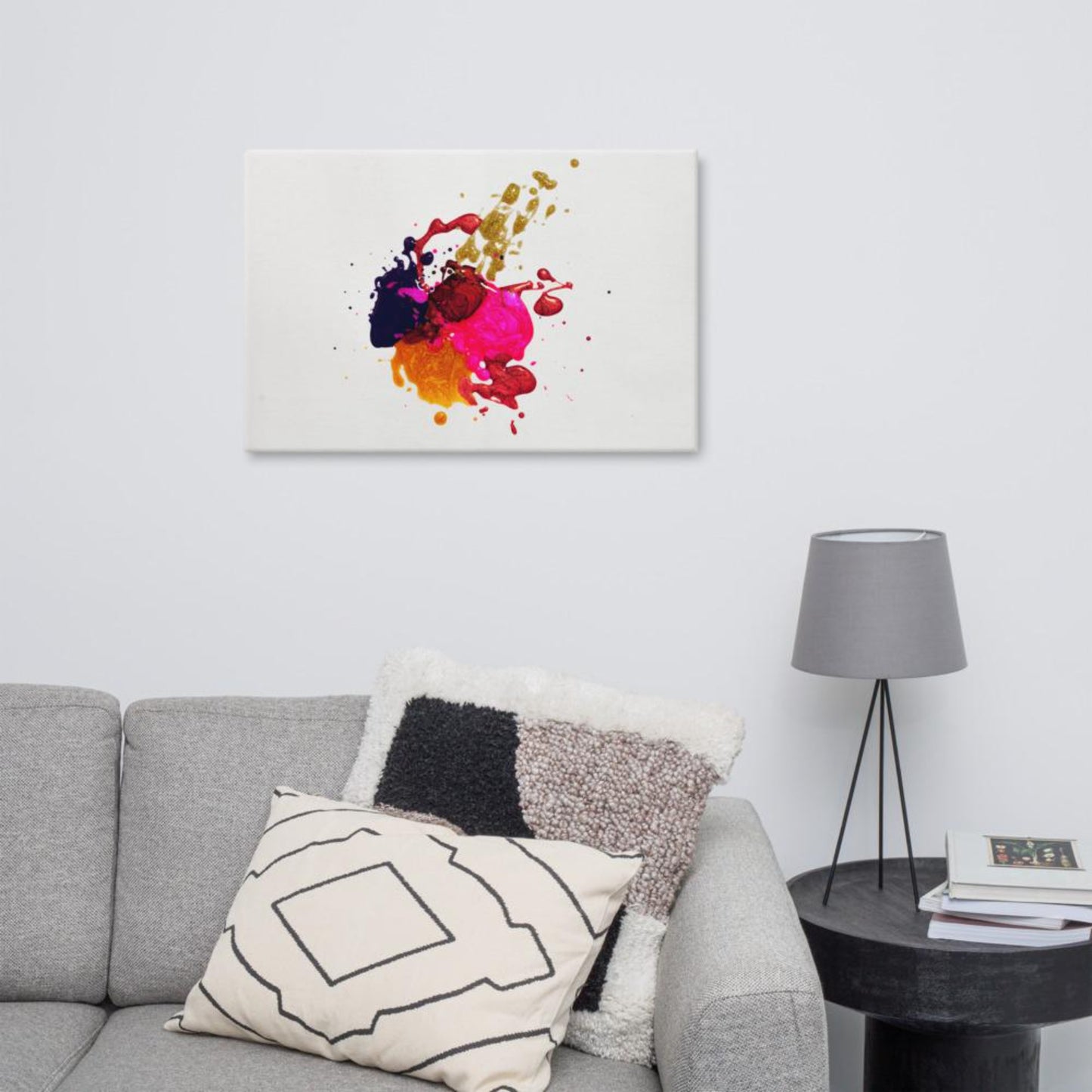 acrylic paint splatter canvas wall art mock-up