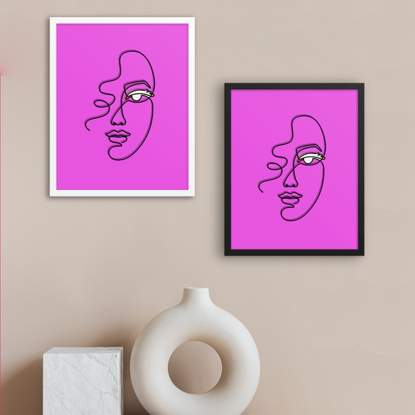 Pink Faces Framed Print