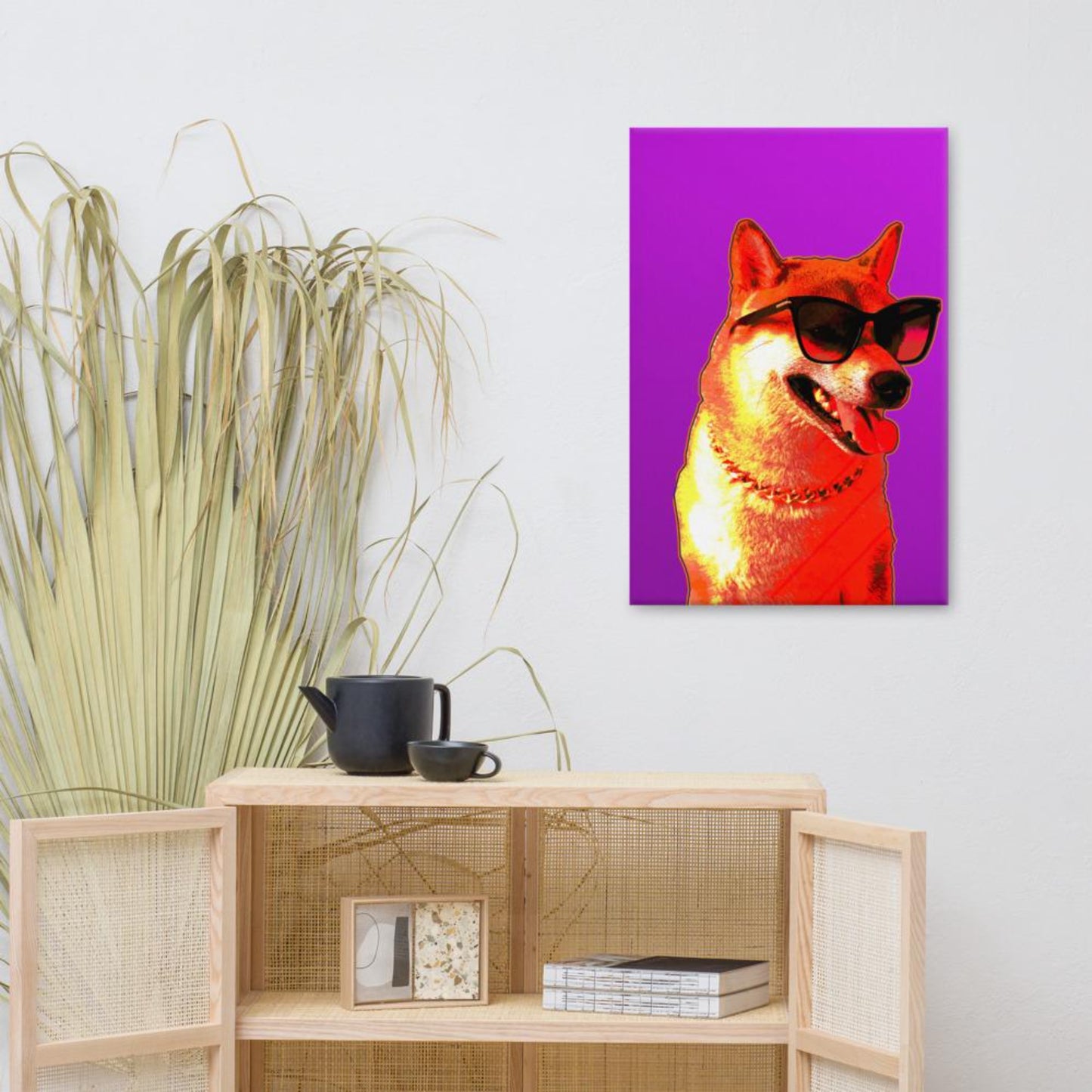 shiba inu dog canvas print wall art mock-up