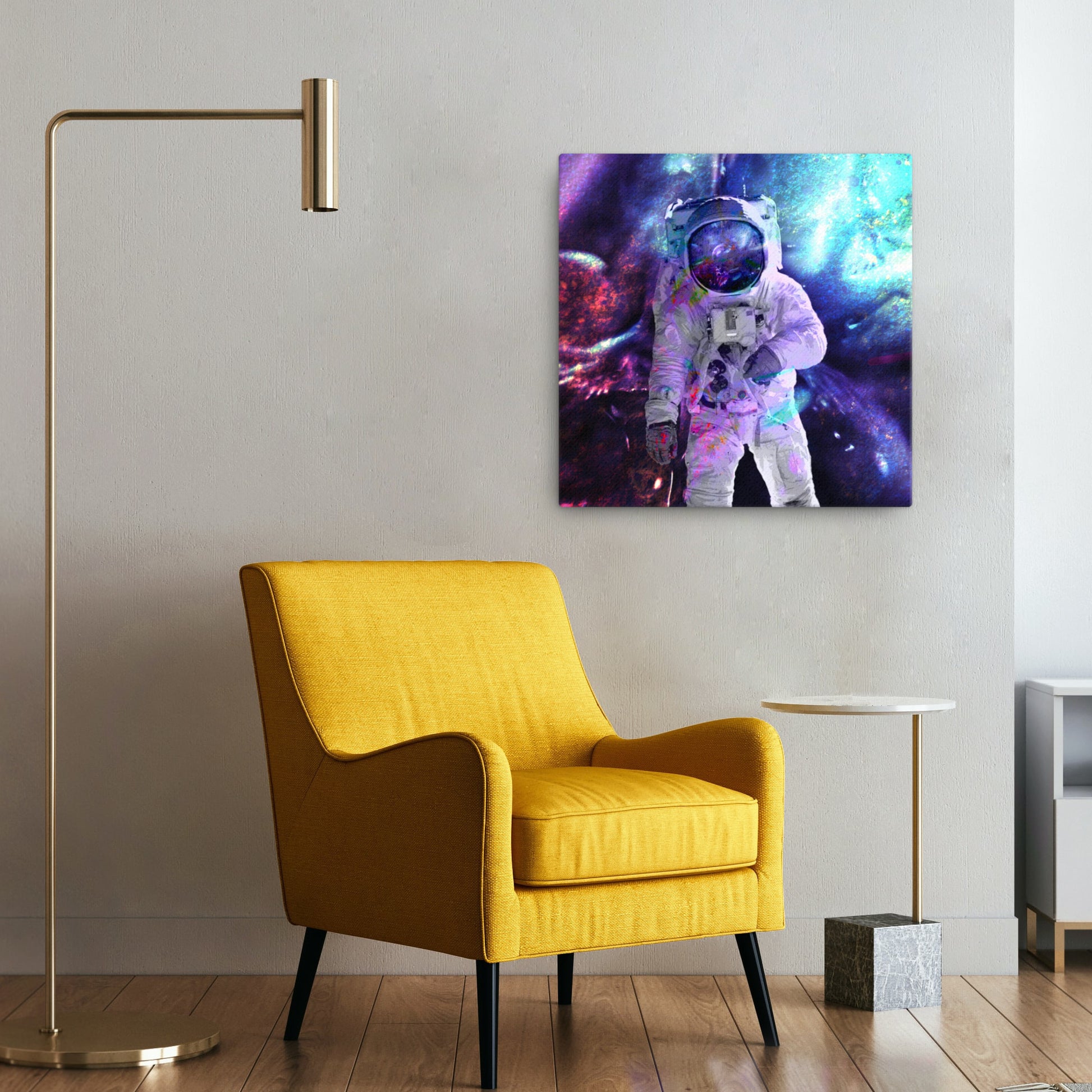 luminance space travel square canvas on wall 