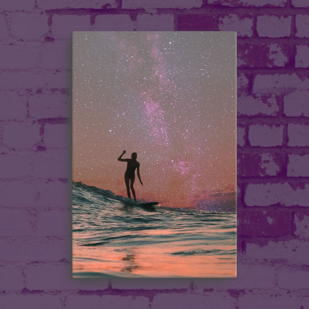 Surfing in Sunset Canvas Print