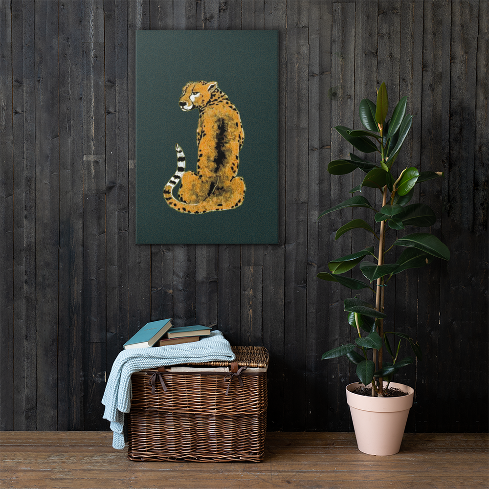 mock-up of vintage tiger canvas print