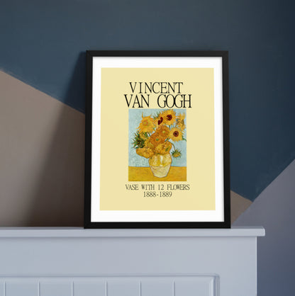 Van Gogh Vase with 12 Sunflowers Framed Print