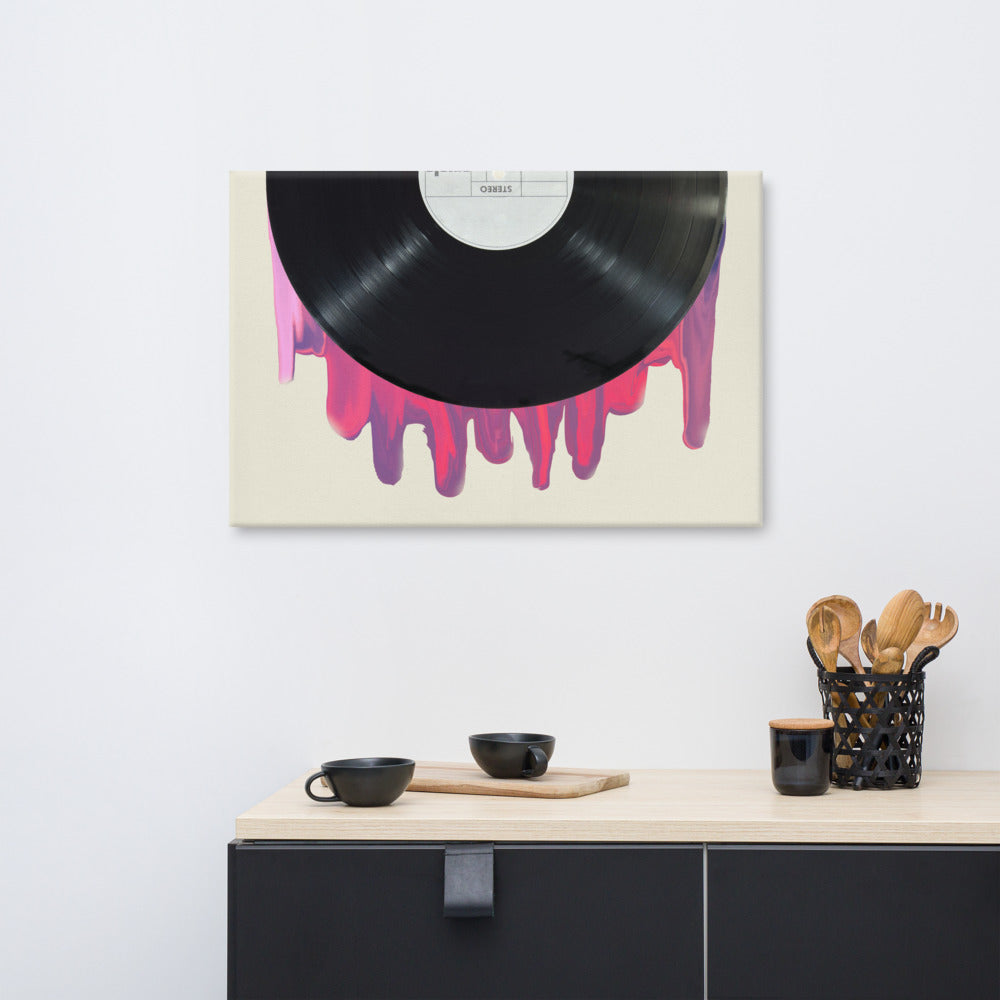 vinyl with dripping paint canvas wall art print mock-up